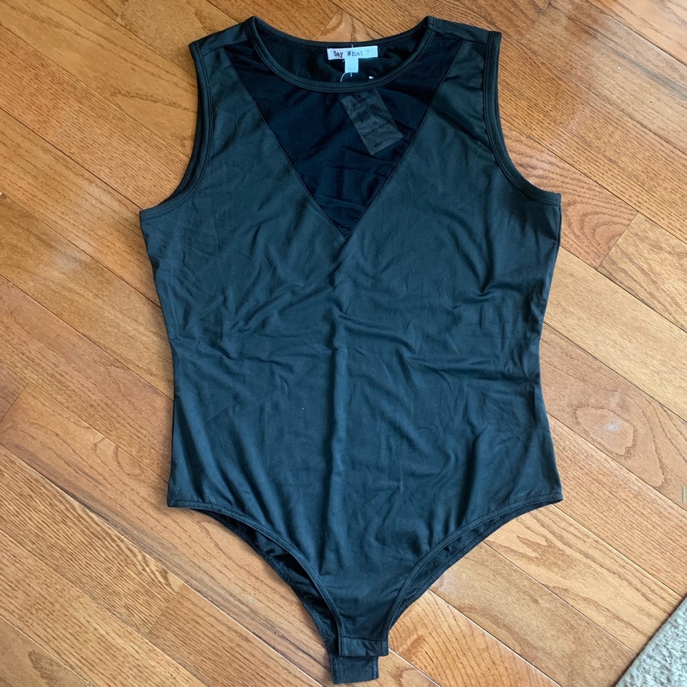 Black mesh inset bodysuit